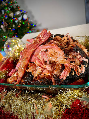 Smoked slow cooked pulled ham