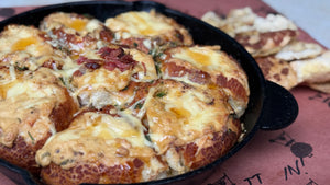 Christmas Ham Cob loaf sliders in cast iron pan