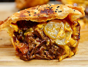 Brisket cheeseburger pie