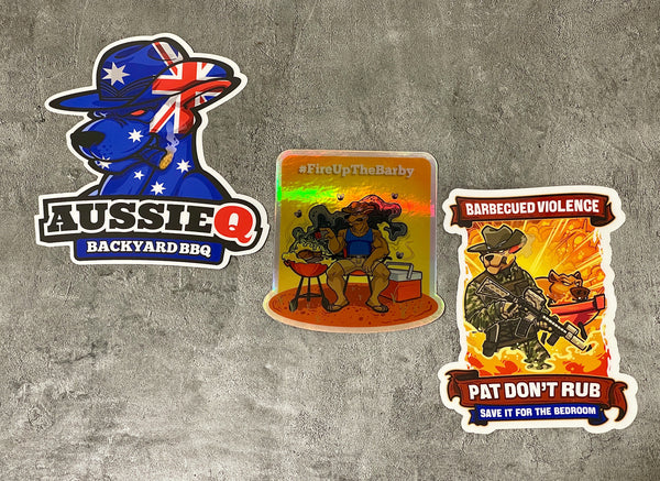 AUSSIEQ BBQ Barbecued Violence Triple Sticker Gift Pack