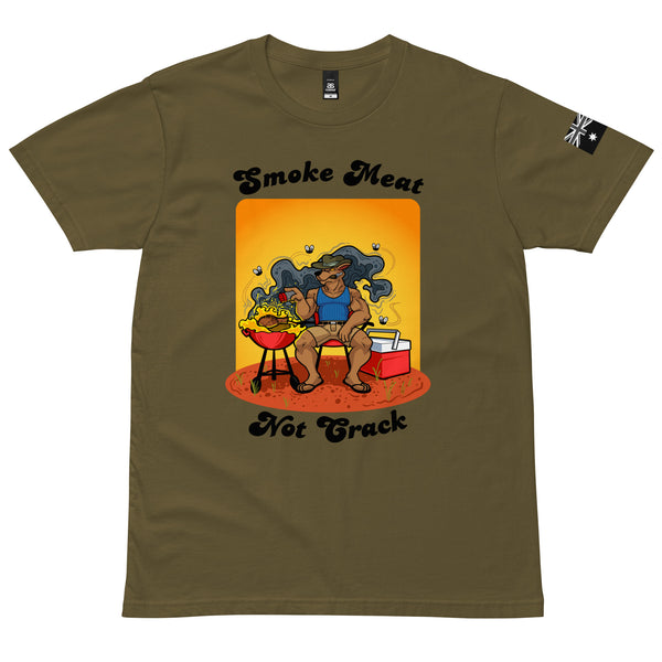 Smoke Meat Not Crack Army Green Barbecue shirt