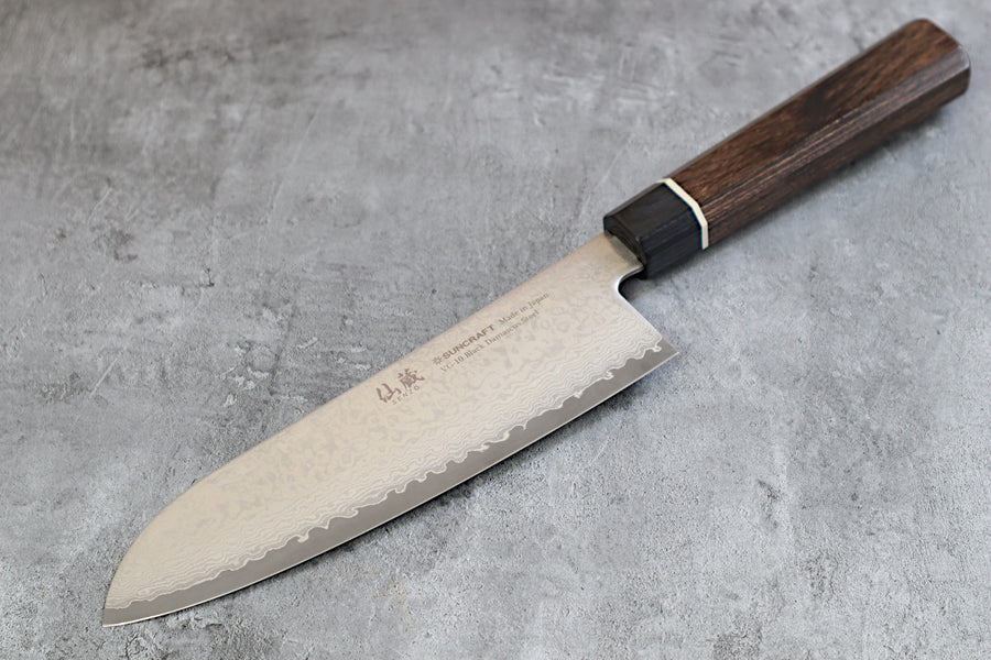 Suncraft Black Damascus 167mm Santoku kitchen knife